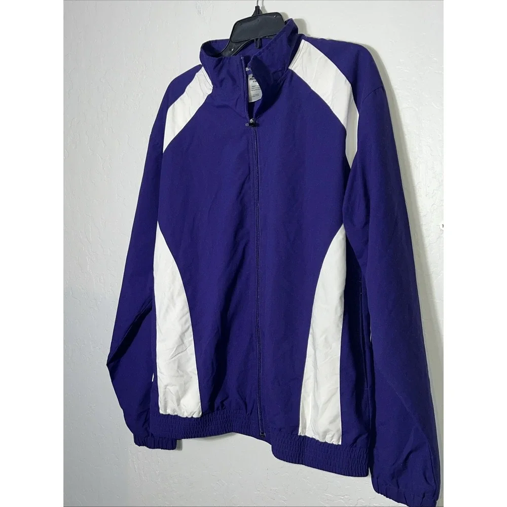 Vintage‎ Russel Men's Medium Full Zip Windbreaker. Purple & White ✅